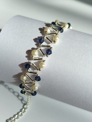 Starrybead | Midnight Pearlvine Glass Beaded Bracelet