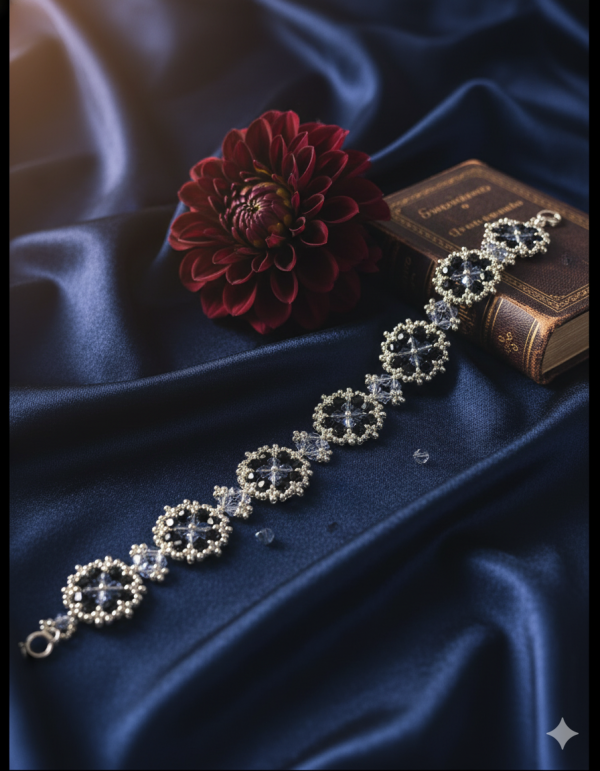 Starrybead | Midnight Dahlia black bead bracelet