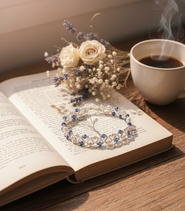 Starrybead | Midnight Pearlvine Glass Beaded Bracelet