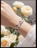 Starrybead | Midnight Pearlvine glass beaded bracelet