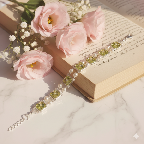 Starrybead | Peridot Whisper Glass Beaded Bracelet for Women