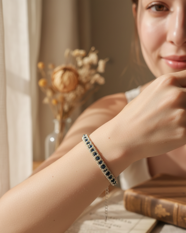 Starrybead | Seine at Midnight silver bead bracelet