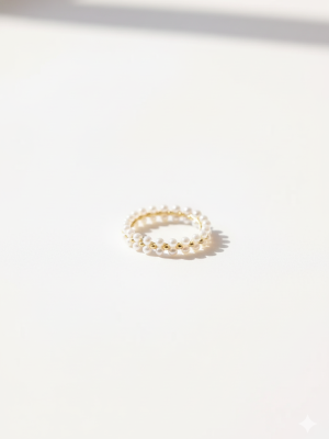 Starrybead | The Gilded Daisy Chain pearl beaded ring