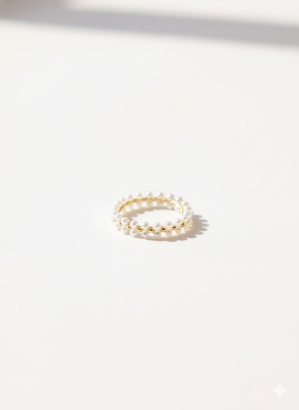 Starrybead | The Gilded Daisy Chain pearl beaded ring