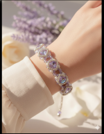 Starrybead | Whispers of Wisteria glass beaded bracelet