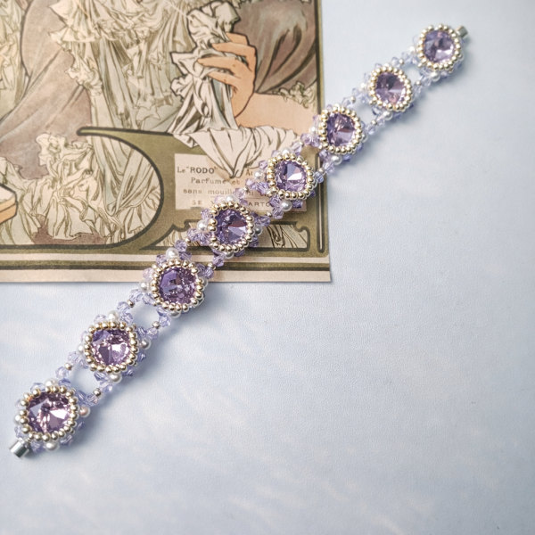 Starrybead | Whispers of Wisteria Purple Diamond Glass Beaded Bracelet