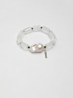 StarryBead Natural Clear Quartz, Baroque Pearl & Black Tourmaline Bracelet: Celestial Purification