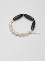 StarryBead Natural Black Agate & Freshwater Pearl Balance Bracelet: Harmonious Duality