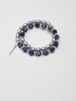 StarryBead Grey Freshwater Pearl & Faceted Blue Calcite Double-Strand Bracelet
