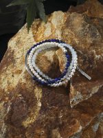 StarryBead Lapis Lazuli, Aquamarine & Freshwater Pearl Triple-Strand Bracelet