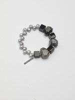 StarryBead Natural Black Agate, Rutilated Quartz & Freshwater Pearl Protection Bracelet