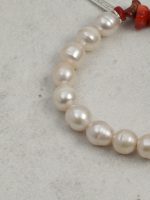 StarryBead Natural Red Stone & Freshwater Pearl Healing Bracelet: Vitality & Grace