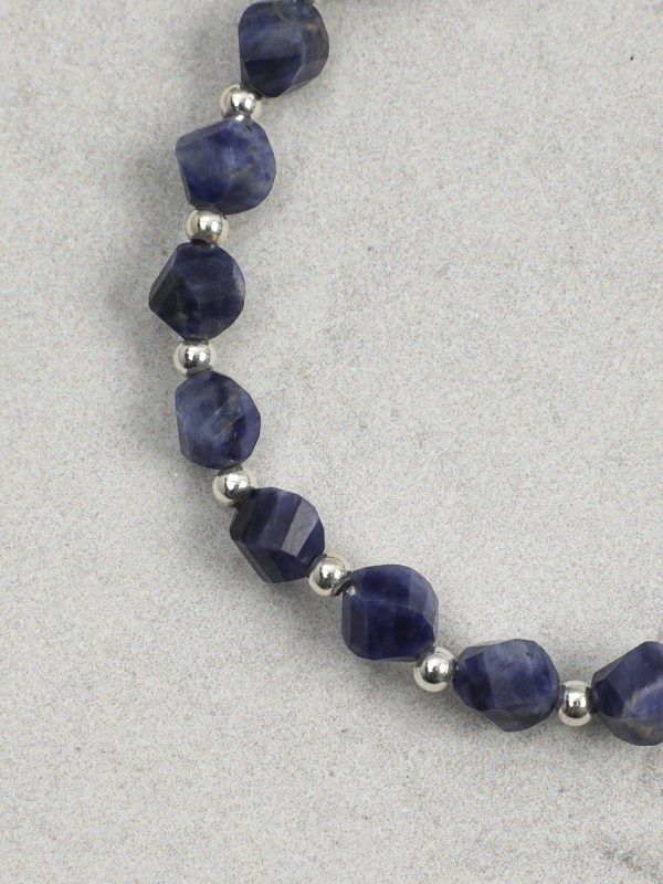 StarryBead Grey Freshwater Pearl & Faceted Blue Calcite Double-Strand Bracelet