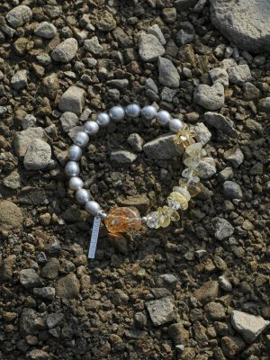 StarryBead Grey Freshwater Pearl & Freeform Citrine Healing Bracelet