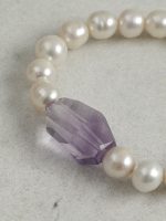 StarryBead Large Freeform Amethyst & Natural Freshwater Pearl Bracelet: Intuitive Serenity