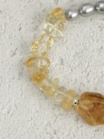 StarryBead Grey Freshwater Pearl & Freeform Citrine Healing Bracelet