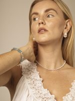 StarryBead Blue Kyanite Crystal & Freshwater Pearl Healing Bracelet