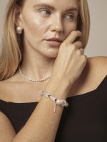 StarryBead Natural Clear Quartz, Baroque Pearl & Black Tourmaline Bracelet: Celestial Purification