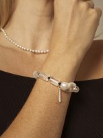 StarryBead Natural Clear Quartz, Baroque Pearl & Black Tourmaline Bracelet: Celestial Purification