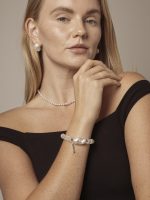 StarryBead Natural Clear Quartz, Baroque Pearl & Black Tourmaline Bracelet: Celestial Purification