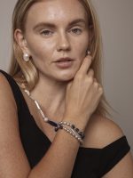 StarryBead Grey Freshwater Pearl & Faceted Blue Calcite Double-Strand Bracelet