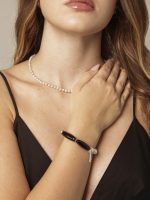 StarryBead Natural Black Agate & Freshwater Pearl Balance Bracelet: Harmonious Duality