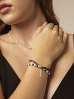 StarryBead Natural Lapis Lazuli, Black Tourmaline & Freshwater Pearl Dual-Strand Bracelet