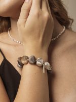 StarryBead Natural Persian Agate & Large Baroque Pearl Healing Bracelet