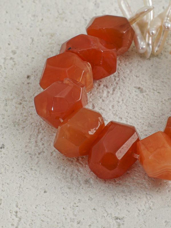 Starrybead Red Persian Agate & Irregular Freshwater Pearl Bracelet - Confidence, Poweful,Stable