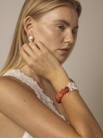 Starrybead Red Persian Agate & Irregular Freshwater Pearl Bracelet - Confidence, Poweful,Stable