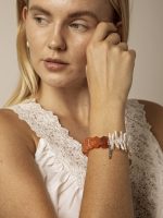 Starrybead Red Persian Agate & Irregular Freshwater Pearl Bracelet - Confidence, Poweful,Stable