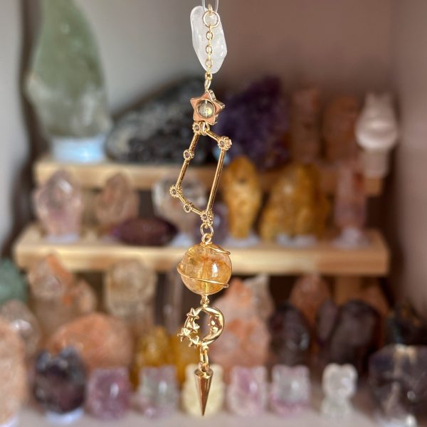 Starrybead Zodiac Crystal Pendulum Necklace - 12 Zodiac Sign Dowsing Pendulum with Healing Crystals for Intuition, Clarity, Confidence & Grounding