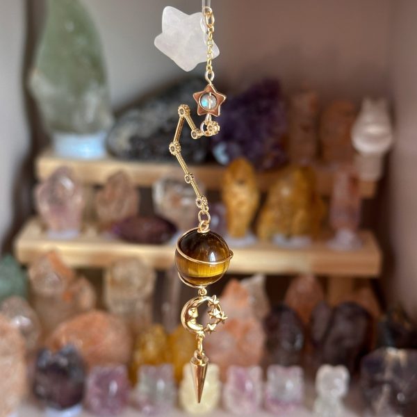 Starrybead Zodiac Crystal Pendulum Necklace - 12 Zodiac Sign Dowsing Pendulum with Healing Crystals for Intuition, Clarity, Confidence & Grounding
