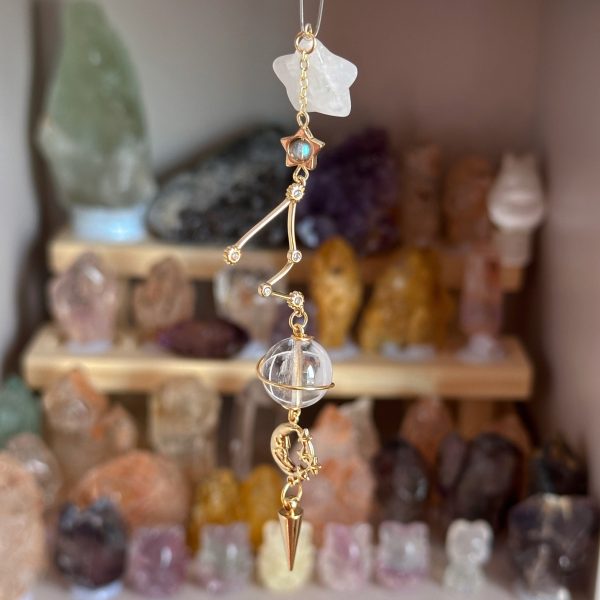 Starrybead Zodiac Crystal Pendulum Necklace - 12 Zodiac Sign Dowsing Pendulum with Healing Crystals for Intuition, Clarity, Confidence & Grounding