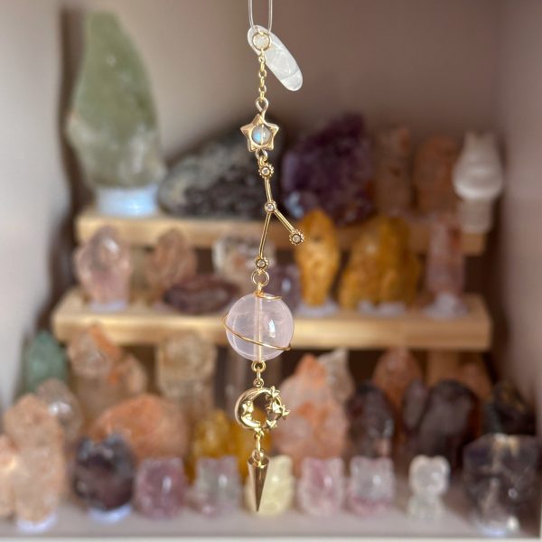 Starrybead Zodiac Crystal Pendulum Necklace - 12 Zodiac Sign Dowsing Pendulum with Healing Crystals for Intuition, Clarity, Confidence & Grounding