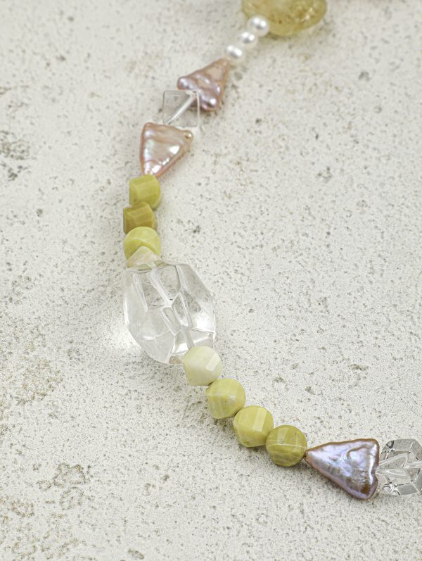 Starrybead Five Gemstones Healing Necklace - Pearl, Citrine, Clear Quartz, Persian Red Agate, Avocado Jasper