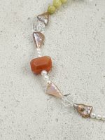 Starrybead Five Gemstones Healing Necklace - Pearl, Citrine, Clear Quartz, Persian Red Agate, Avocado Jasper