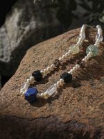 Starrybead Seven Stones Harmony Crystal Necklace - Pearl, Citrine, Clear Quartz, Smoky Quartz, Black Rutilated Quartz, Lapis Lazuli, Prehnite
