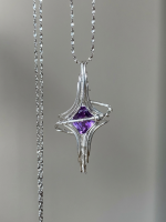 Starrybead Amethyst Healing Necklace — 925 Sterling Silver Wire‑Wrapped Star Pendant | Healing Jewelry for Calm Mind, Intuition & Protection