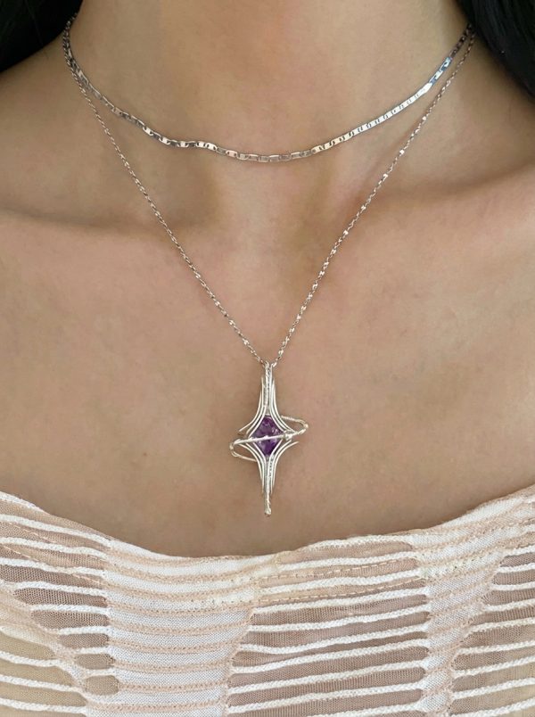 Starrybead Amethyst Healing Necklace — 925 Sterling Silver Wire‑Wrapped Star Pendant | Healing Jewelry for Calm Mind, Intuition & Protection