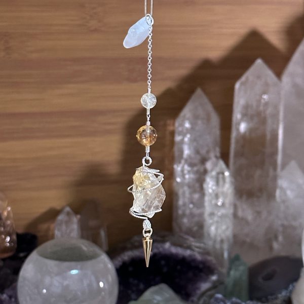 Starrybead Citrine Crystal Pendulum - Natural Yellow Quartz for Abundance, Clarity & Personal Energy Alignment
