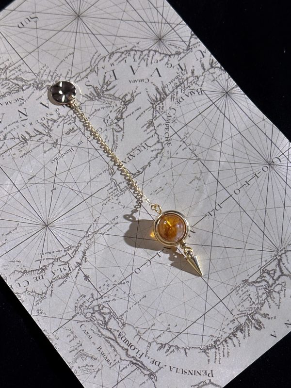 Starrybead Multi-Crystal Pendulum - Citrine, Blue Moonstone & Strawberry Quartz Healing Dowsing Pendulum for Intuition, Calm, Clarity & Abundance