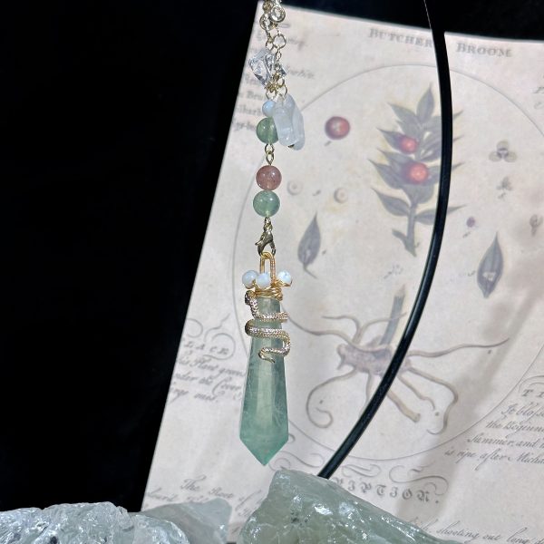 Starrybead Crystal Pendulum Necklace - Rose Quartz or Green Fluorite Healing Dowsing Pendulum for Love, Clarity, Calm & Energy Cleansing