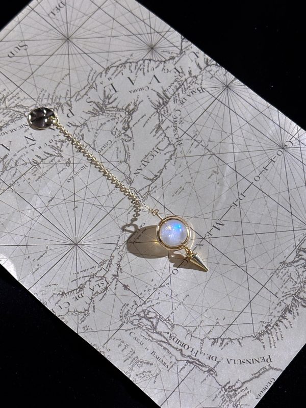 Starrybead Multi-Crystal Pendulum - Citrine, Blue Moonstone & Strawberry Quartz Healing Dowsing Pendulum for Intuition, Calm, Clarity & Abundance