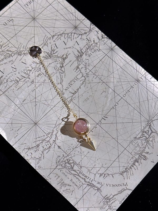 Starrybead Multi-Crystal Pendulum - Citrine, Blue Moonstone & Strawberry Quartz Healing Dowsing Pendulum for Intuition, Calm, Clarity & Abundance