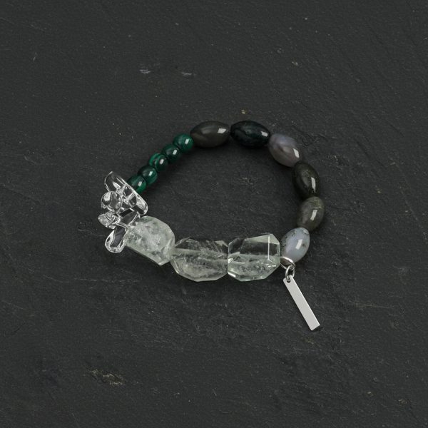 Verdant Awakening: Prasiolite, Malachite & Moss Agate Healing Bracelet