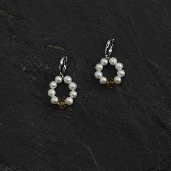 Radiant Prosperity: Natural Citrine & Freshwater Seed Pearl Healing Earrings