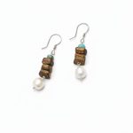 Earthly Zen: Rare Kynam Agarwood, Turquoise & Pearl Grounding Earrings
