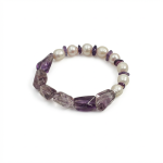 Intuitive Grace: Natural Amethyst & Freshwater Pearl Healing Bracelet