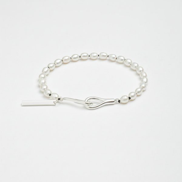 Luminous Purity: 5A Aurora Freshwater Pearl & Sterling Silver Healing Bracelet